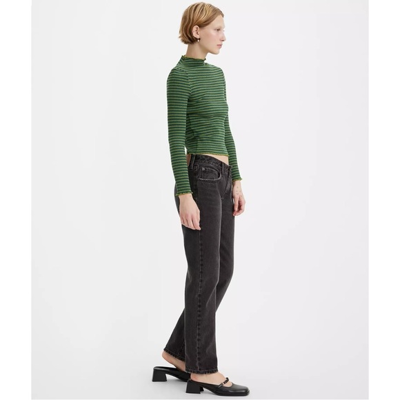 Levi's Premium Middy Straight Washed Black Mid Rise Straight Leg Jeans sz 32 - Picture 6 of 12